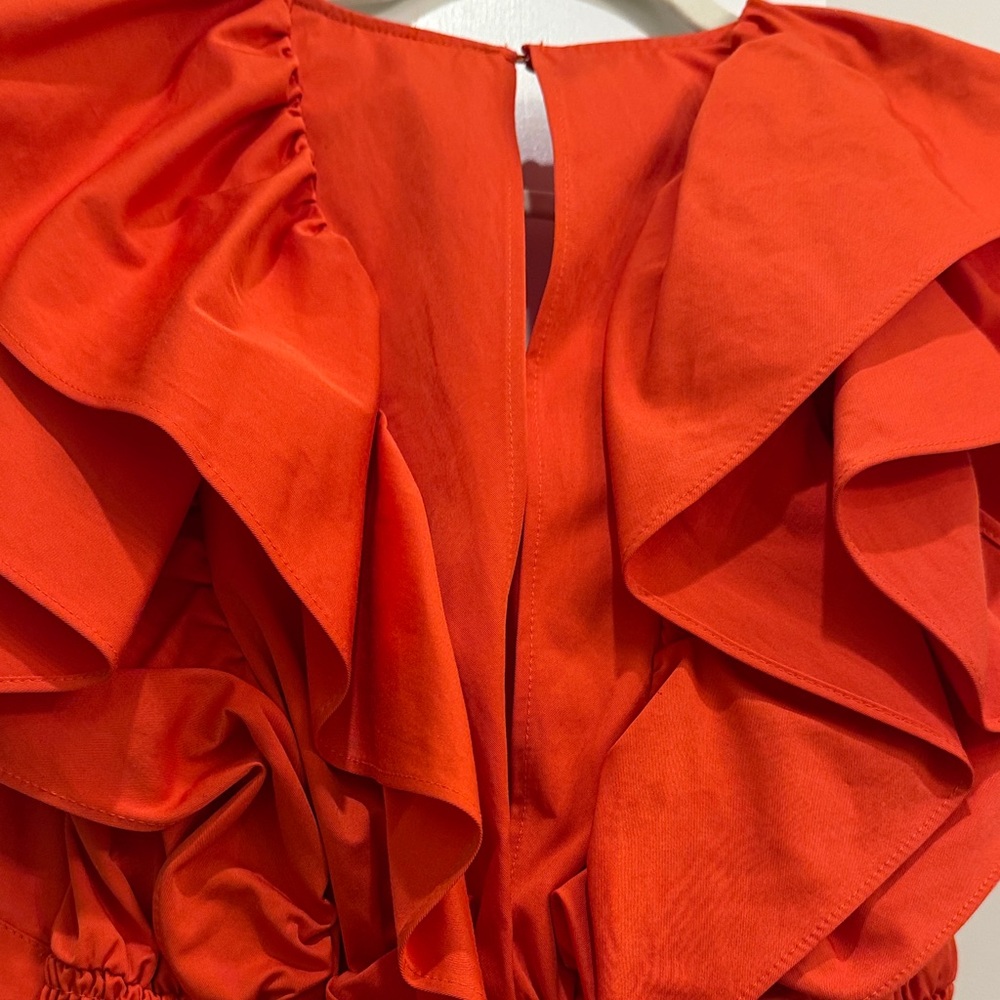 Zara Red Ruffle-Front Formal Dress - Picture 6 of 6